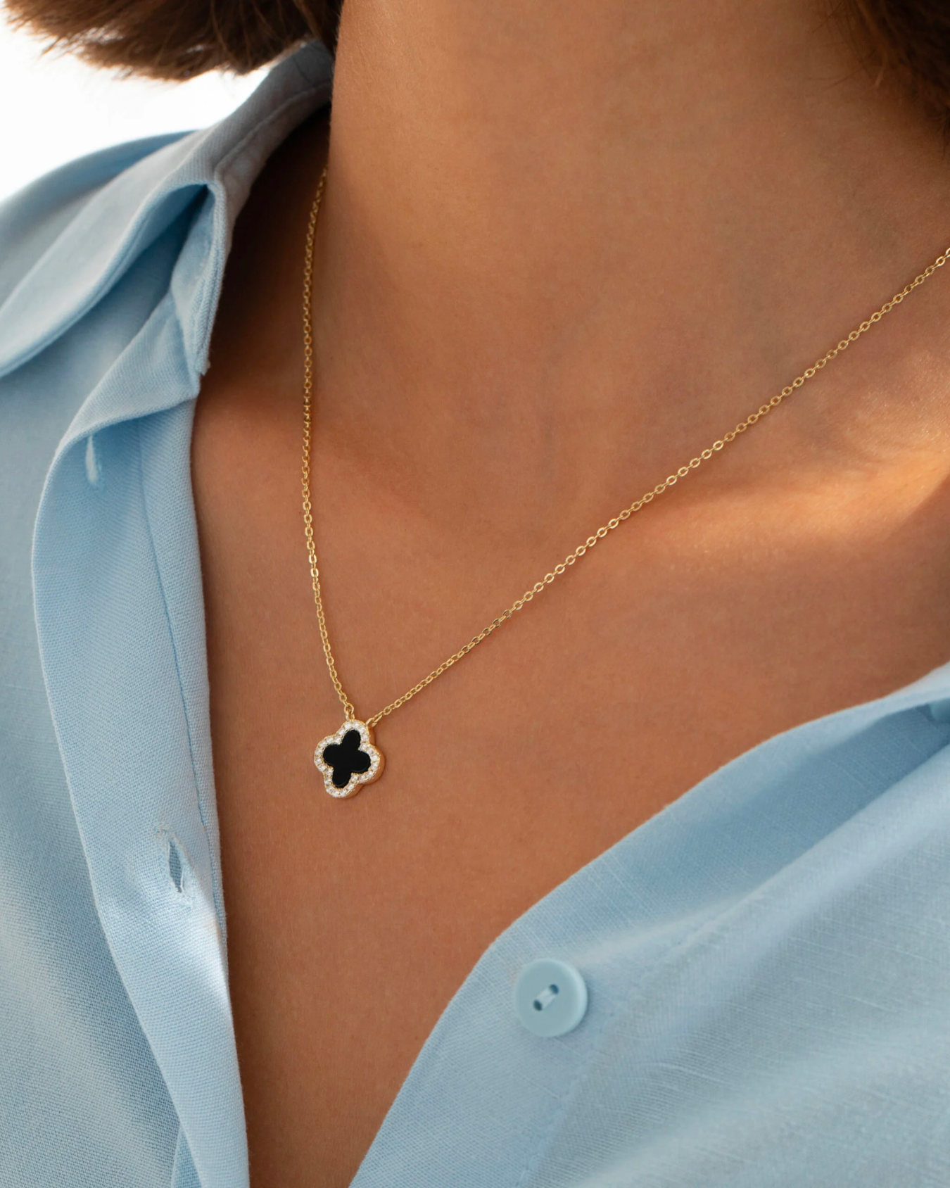 Náhrdelník Fleur Petite Noir Pavé