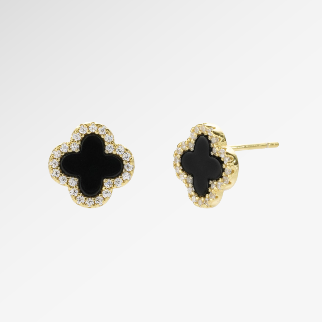 Náušnice Fleur Noir Pavé