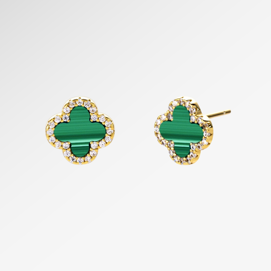 Náušnice Fleur Green Pavé