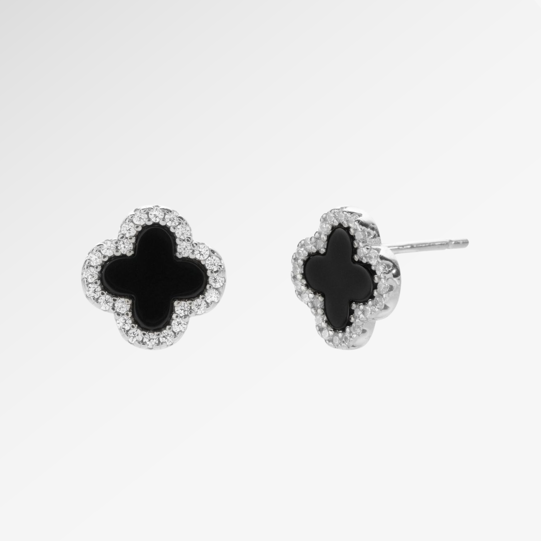 Náušnice Fleur Noir Pavé