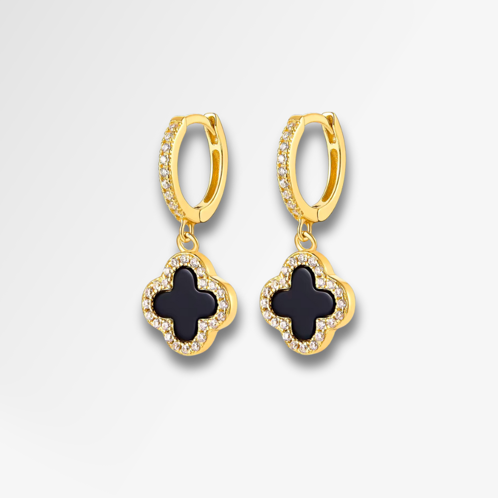 Kruhové náušnice Fleur Noir Pavé