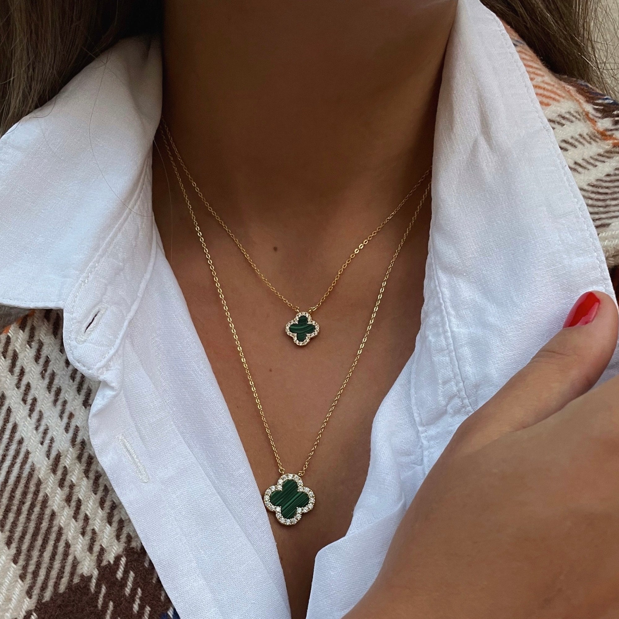 Náhrdelník Fleur Petite Green Pavé